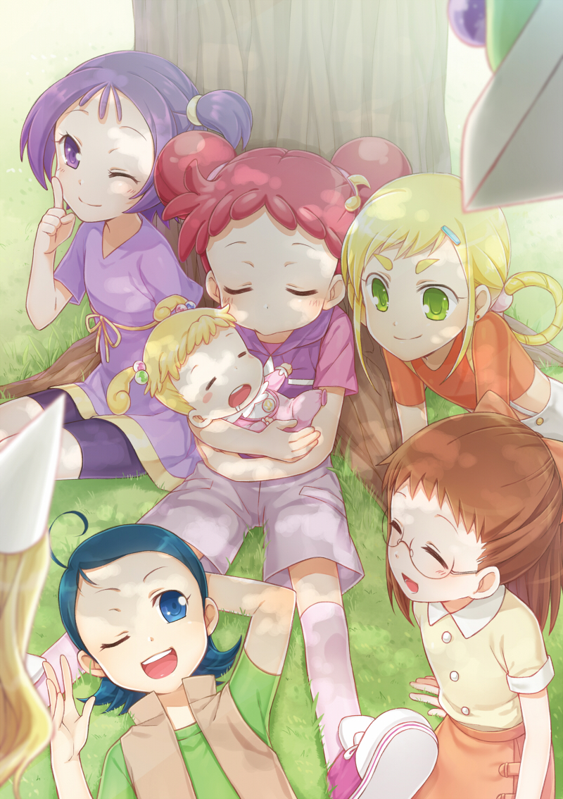 harukaze doremi, segawa onpu, fujiwara hazuki, senoo aiko, makihatayama hana, and 3 more (ojamajo doremi) drawn by shye