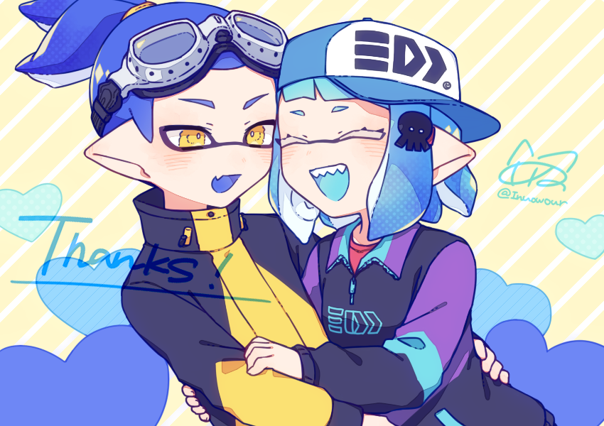 inkling player character, inkling girl, and inkling boy (splatoon) drawn by inuowour