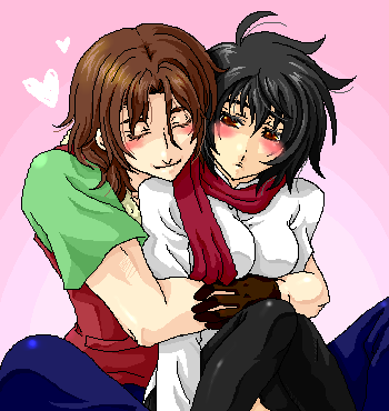 setsuna f. seiei and lockon stratos (gundam and 1 more) drawn by reno-kichi