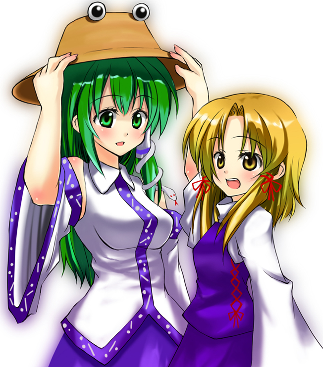 kochiya sanae, moriya suwako, and pyonta (touhou) drawn by tsujigiri
