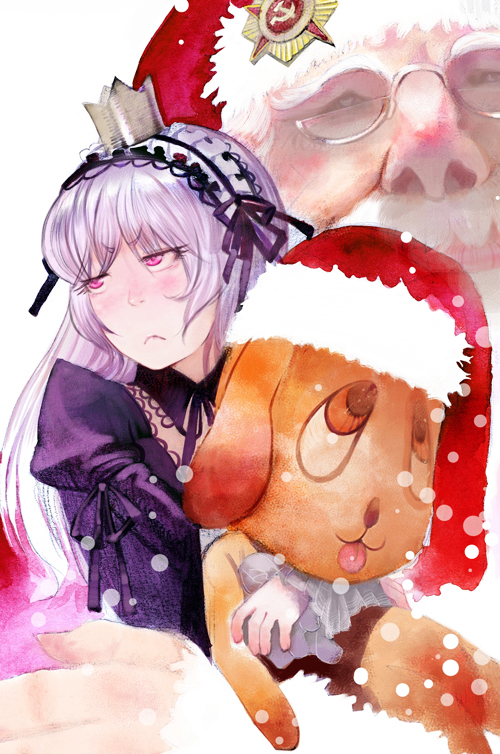 suigintou, santa claus, and kunkun (rozen maiden) drawn by moruga