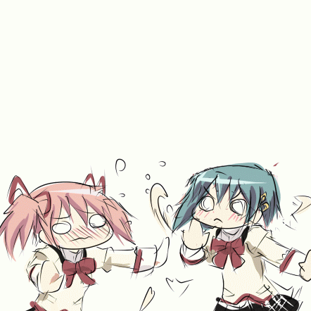 kaname madoka and miki sayaka (mahou shoujo madoka magica) drawn by hangaku