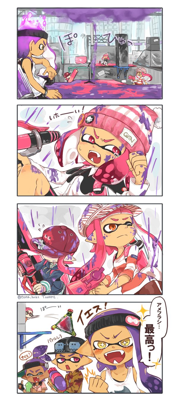 inkling player character, inkling girl, and inkling boy (splatoon and 1 more) drawn by tona_bnkz