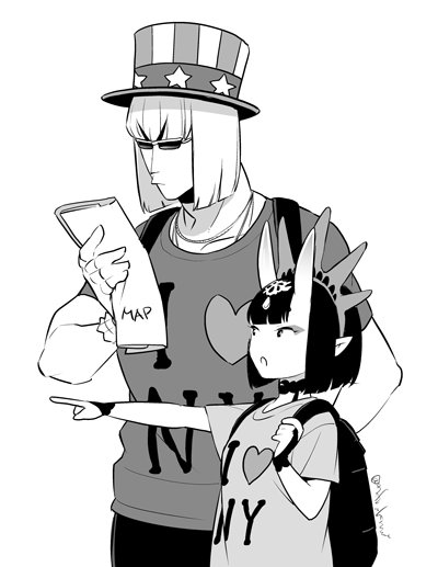 shuten douji and sakata kintoki (fate and 1 more) drawn by shiromako