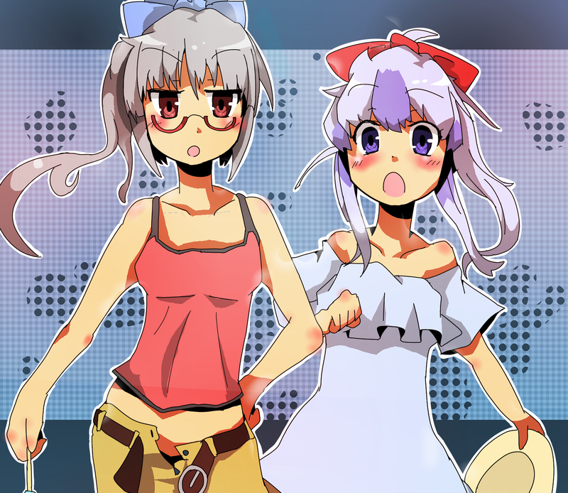 fujiwara no mokou and kamishirasawa keine (touhou) drawn by adomi