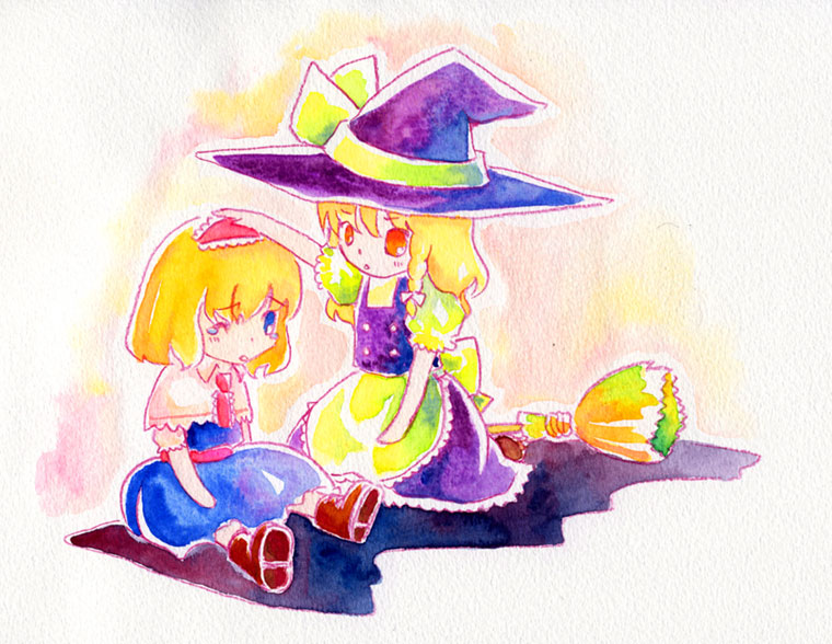 kirisame marisa and alice margatroid (touhou) drawn by shiroaisa