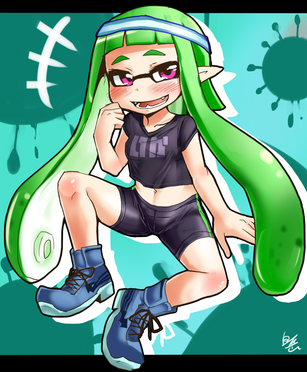 inkling player character and inkling girl (splatoon and 1 more) drawn by shirotake_jinan