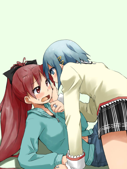 miki sayaka and sakura kyoko (mahou shoujo madoka magica) drawn by kagiana