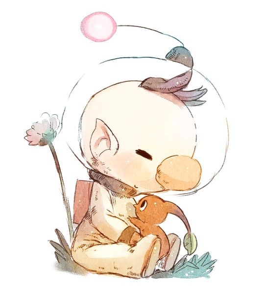 red pikmin and olimar (pikmin) drawn by b_spa_gyoreva