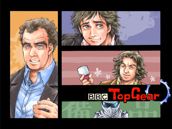 the stig, jeremy clarkson, james may, and richard hammond (top gear) drawn by snowslide