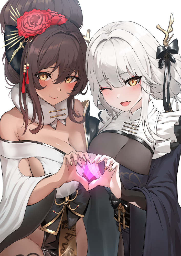 blanc and noir (goddess of victory: nikke) drawn by hatenoga