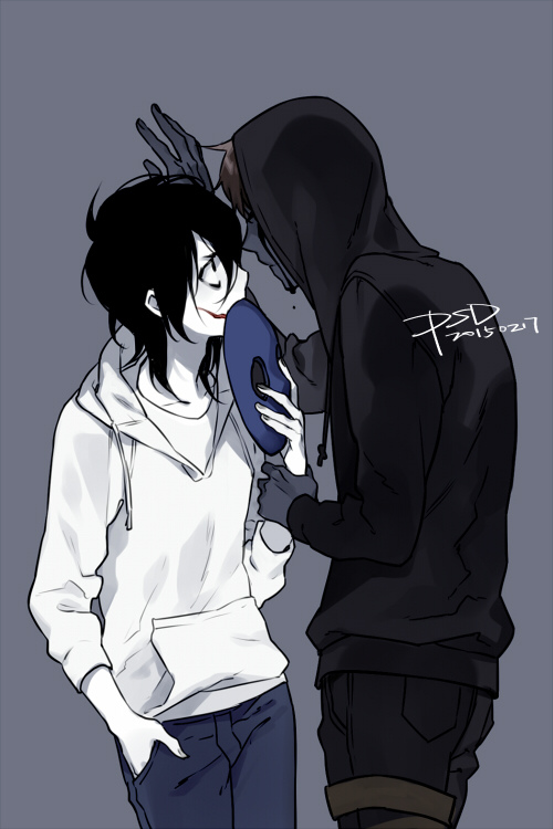 jeff the killer and eyeless jack (creepypasta) drawn by psd_(psdgai)