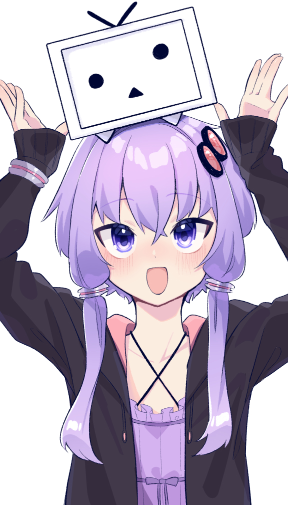 yuzuki yukari and terebi-chan (vocaloid and 2 more) drawn by sudou_(s7_d8)