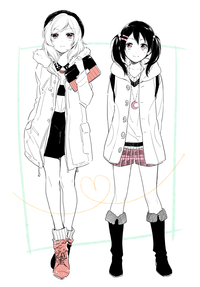 nishikino maki and yazawa nico (love live! and 1 more) drawn by karuha