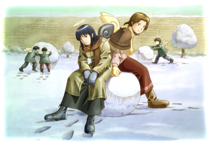 reki and nemu (haibane renmei) drawn by aaru_sentou_shuudan