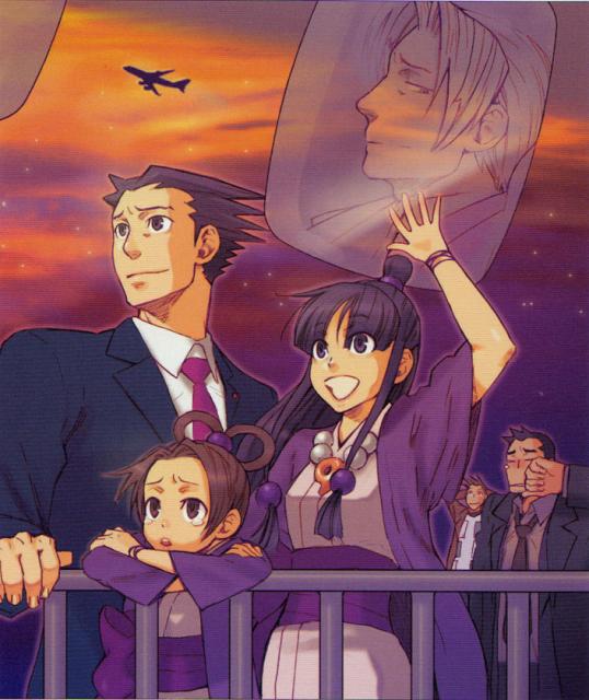 phoenix wright, miles edgeworth, maya fey, dick gumshoe, pearl fey, and 1 more (ace attorney and 1 more)
