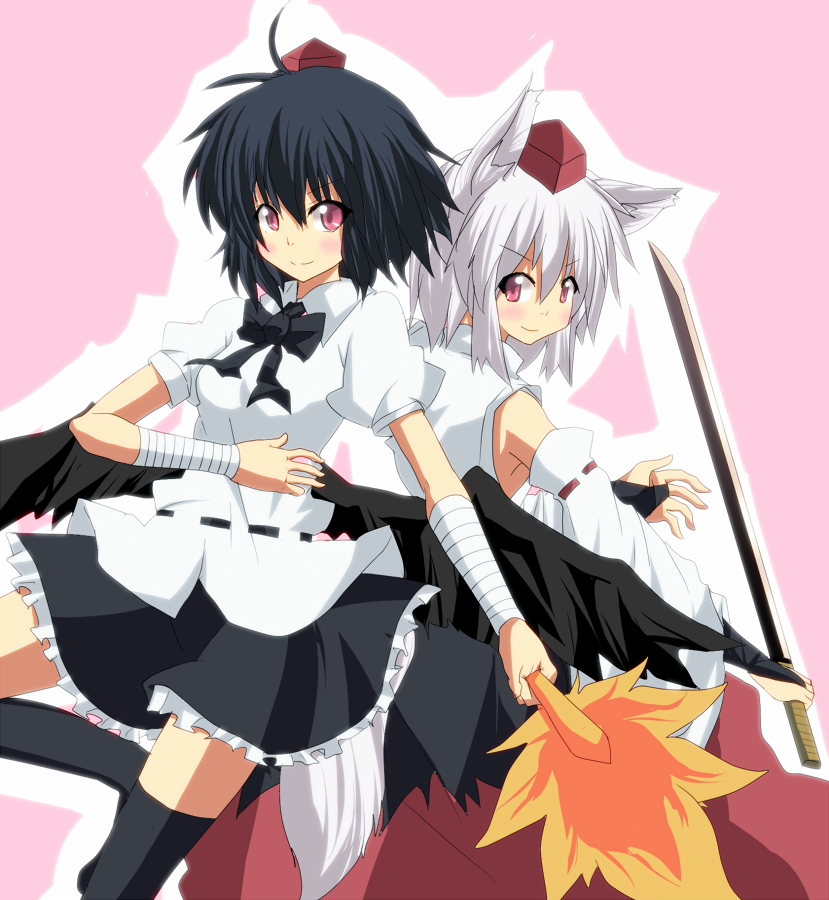 shameimaru aya and inubashiri momiji (touhou) drawn by suna_(sunaipu)