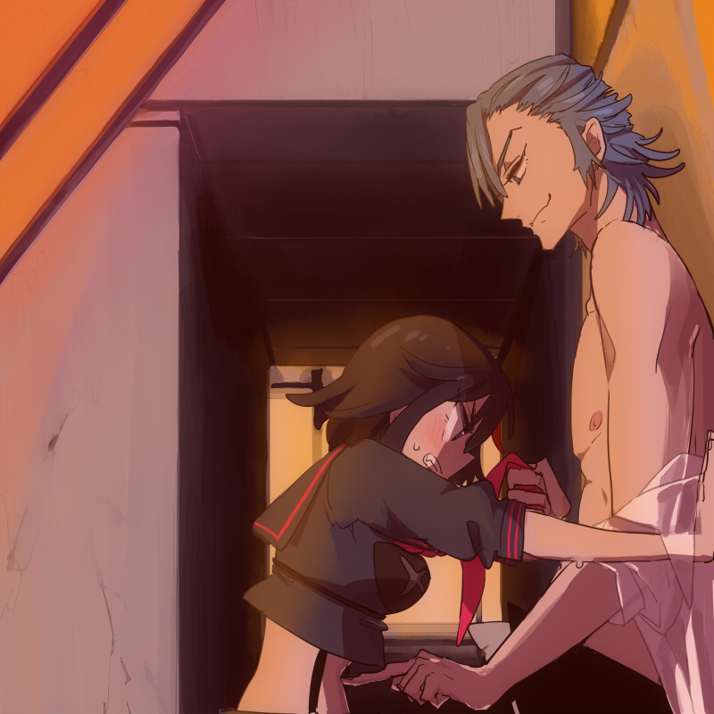 matoi ryuuko, senketsu, and mikisugi aikurou (kill la kill) drawn by suzuen