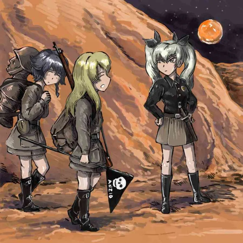 anchovy, pepperoni, carpaccio, and benito mussolini (girls und panzer and 1 more) drawn by tomoboshi