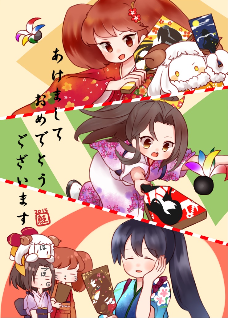 akagi, nagato, ryuujou, houshou, yamato, and 3 more (kantai collection) drawn by kobone
