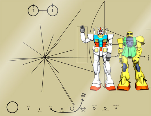 rx-78-2 gundam and zaku (gundam and 2 more)
