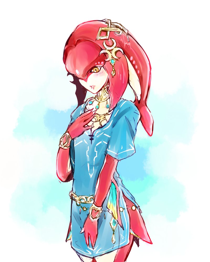link and mipha (the legend of zelda and 1 more) drawn by yunako_(nkmichi)