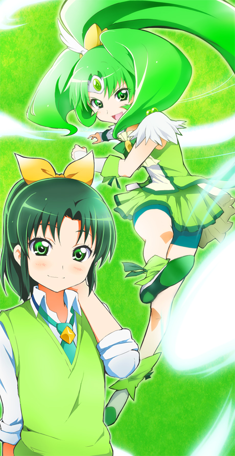 midorikawa nao and cure march (precure and 1 more) drawn by kakiuchi_itsuki