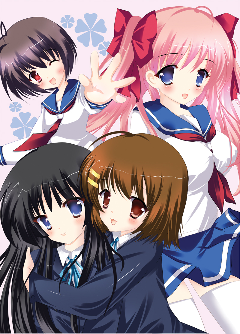 akiyama mio, hirasawa yui, haramura nodoka, and miyanaga saki (k-on! and 1 more) drawn by rikatan