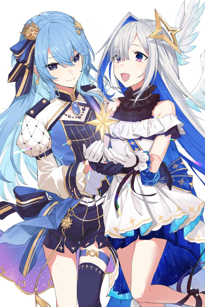 hoshimachi suisei and amane kanata (hololive) drawn by rararamax