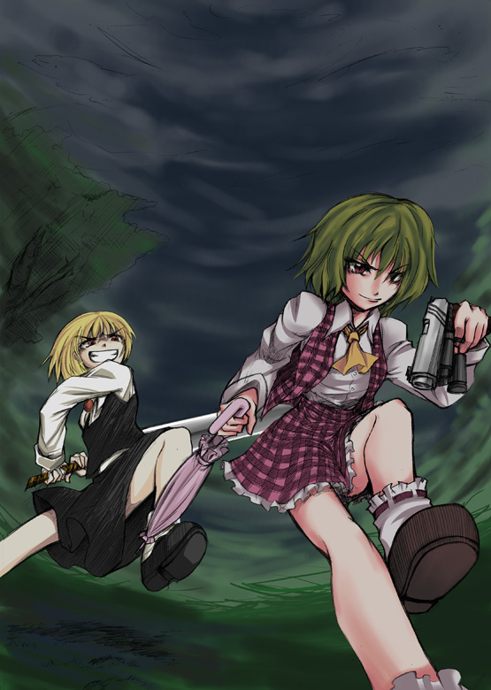 rumia, kazami yuuka, and ex-rumia (touhou) drawn by jiete
