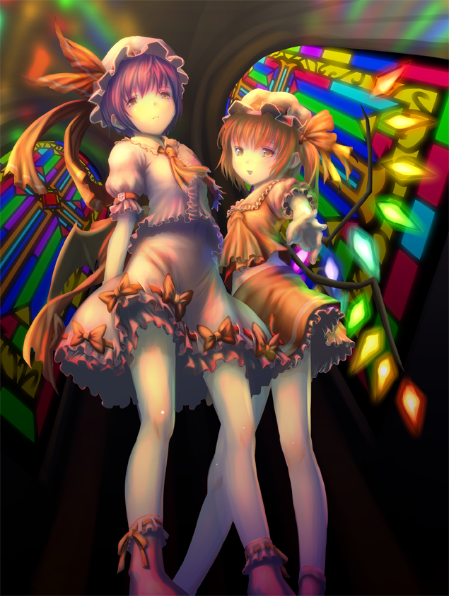 remilia scarlet and flandre scarlet (touhou) drawn by shiroi_karasu