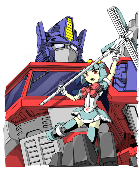 optimus prime and little helper (original and 2 more) drawn by kamizono_(spookyhouse)