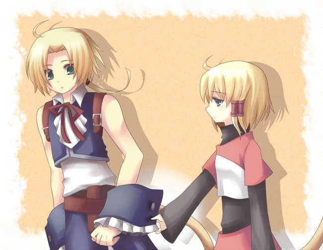 zidane tribal and mikoto (final fantasy and 1 more) drawn by mayachi_(amuriya)