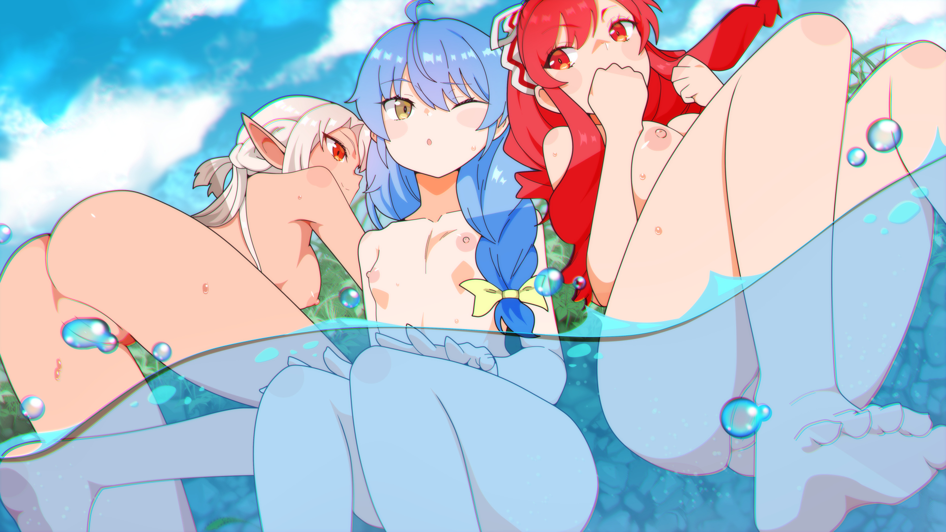 silk, marina, and rain (a rank party wo ridatsu shita ore wa moto  oshiego-tachi to meikyuu shinbu wo mezasu) drawn by rbx_lamen | Danbooru
