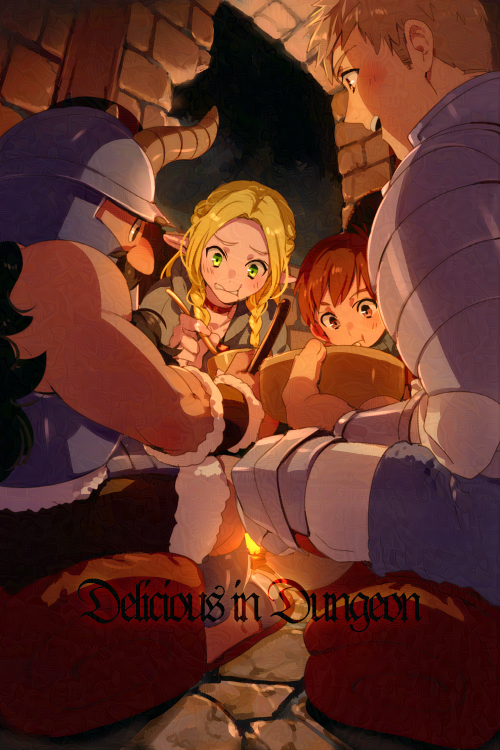 marcille donato, laios touden, senshi, and chilchuck tims (dungeon meshi) drawn by echo_(circa)