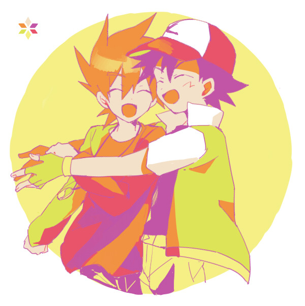 ash ketchum and gary oak (pokemon) drawn by smcms-m