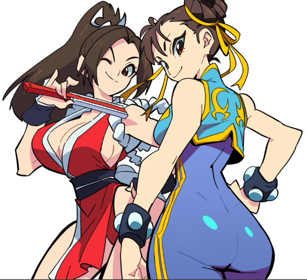 chun-li and shiranui mai (street fighter and 3 more) drawn by osa_(osavocaloid)