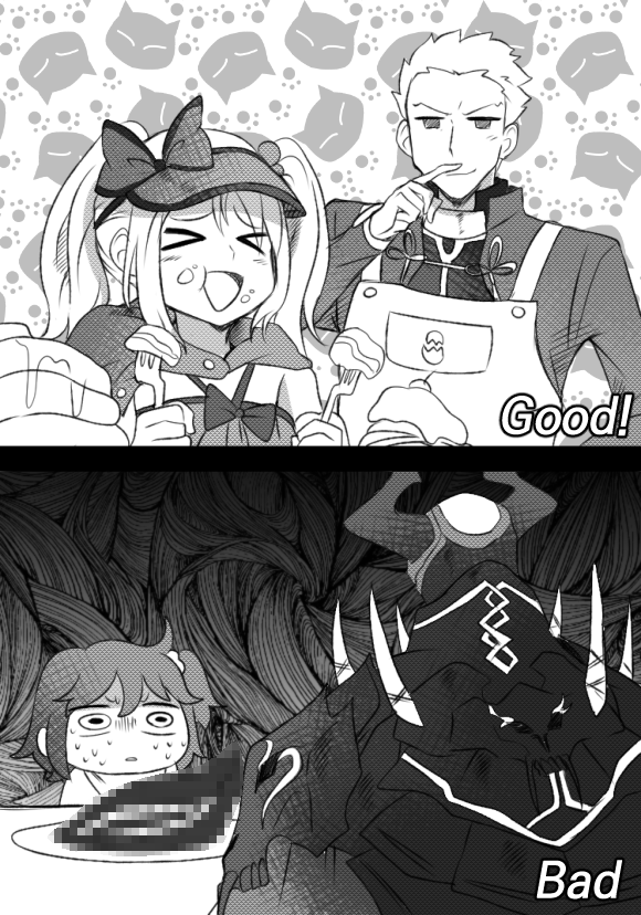 fujimaru ritsuka, illyasviel von einzbern, archer, and king hassan (fate and 1 more) drawn by uni_(unnny)