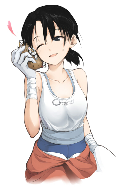 glados and chell (portal and 2 more) drawn by taka_yanagi
