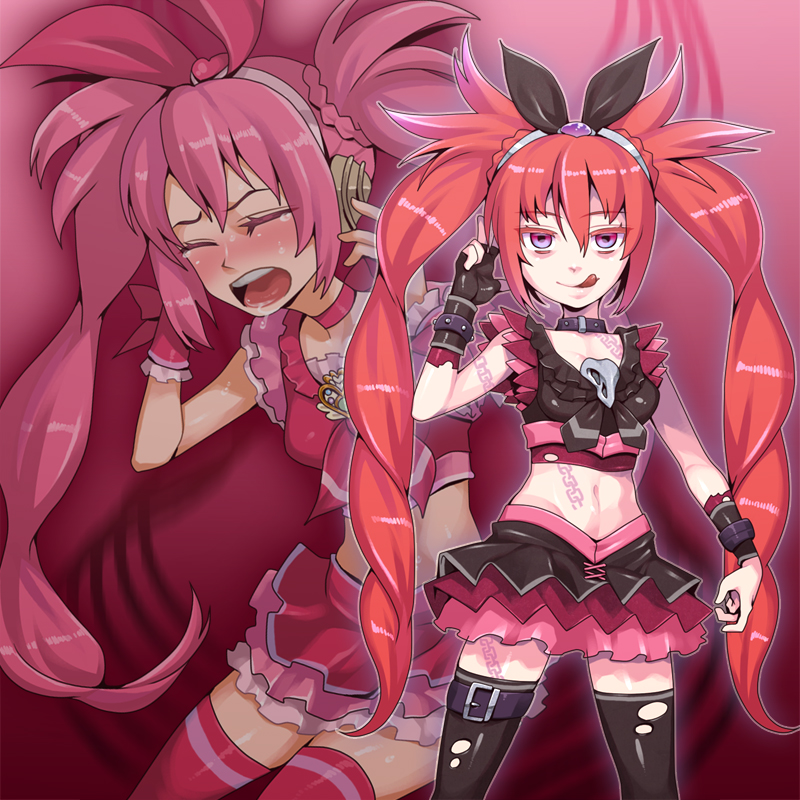 houjou hibiki and cure melody (precure and 1 more) drawn by kuroshin