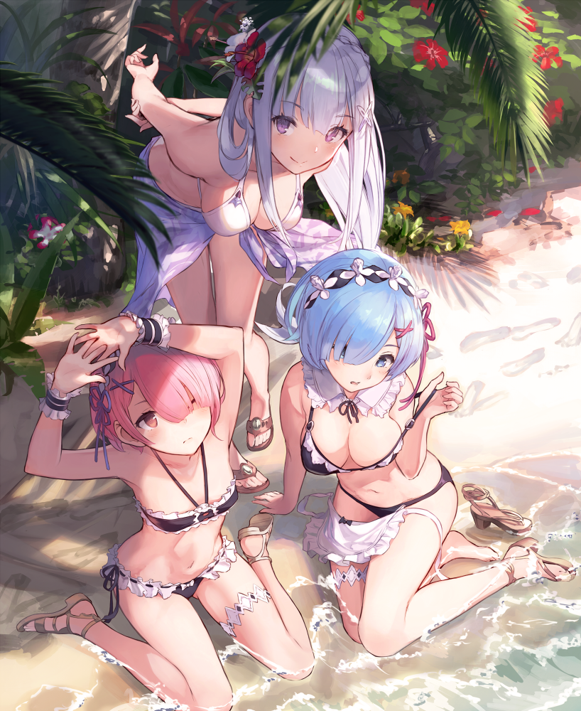 rem, emilia, and ram (re:zero kara hajimeru isekai seikatsu) drawn by u-suke_(supertie)