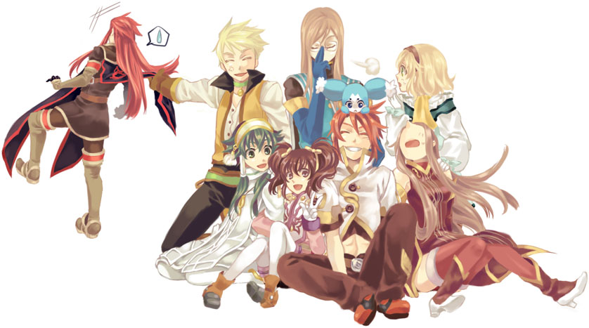 tear grants, luke fon fabre, anise tatlin, natalia luzu kimlasca lanvaldear, jade curtiss, and 4 more (tales of and 1 more) drawn by miho_(mi)