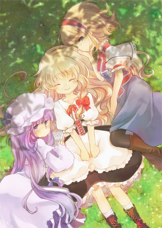 kirisame marisa, alice margatroid, and patchouli knowledge (touhou) drawn by sen1986