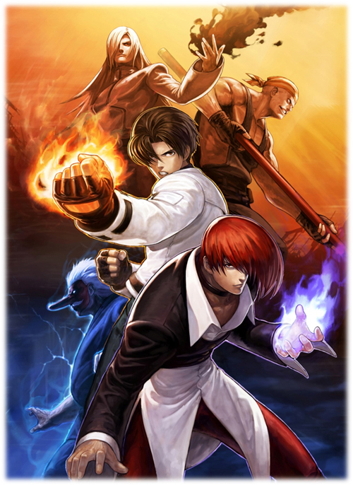 yagami iori, kusanagi kyou, billy kane, saiki, and mr. karate (the king of fighters and 3 more) drawn by ogura_eisuke