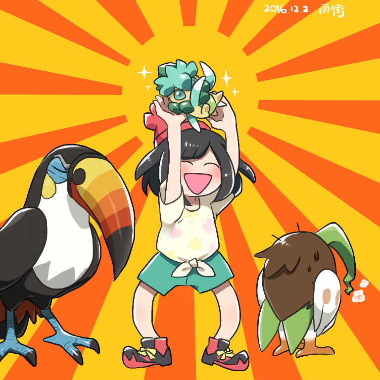 selene, dartrix, toucannon, and fomantis (pokemon and 1 more) drawn by amemachi_(nono_a)