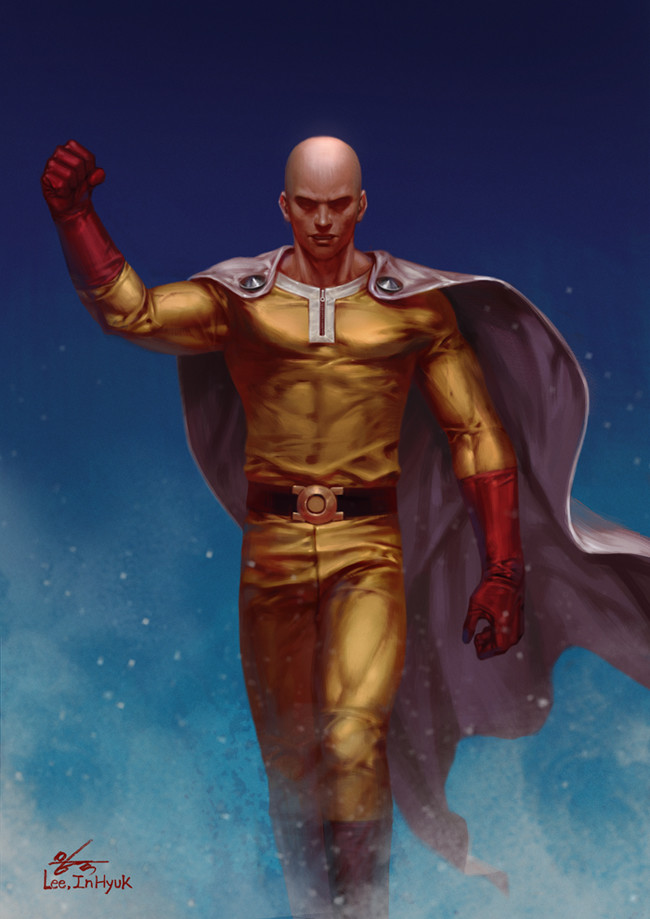 saitama (one-punch man) drawn by in-hyuk_lee