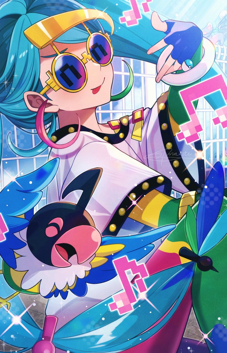 hatsune miku, chatot, and normal miku (pokemon and 2 more) drawn by hachimitsu_monte