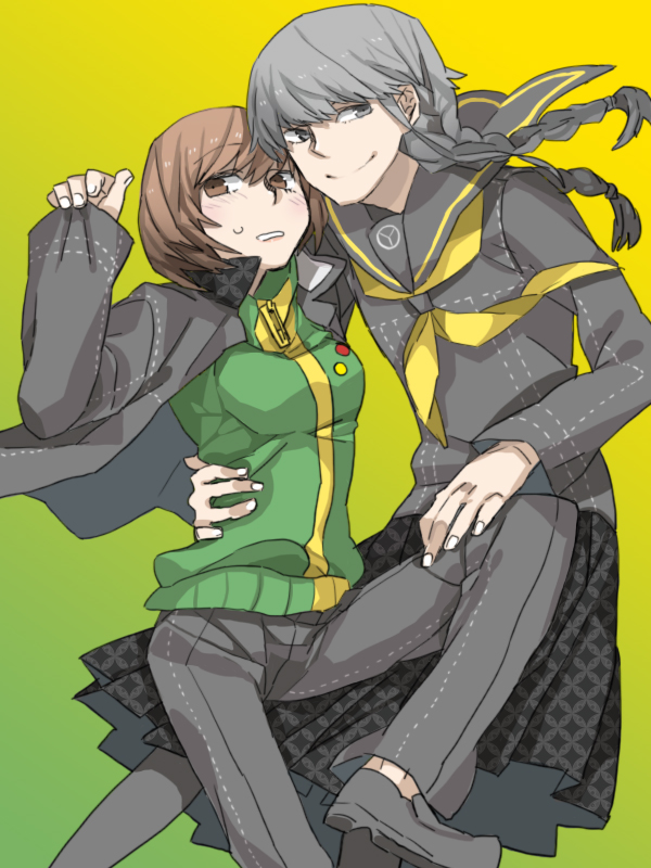 narukami yu and satonaka chie (persona and 1 more) drawn by wa6
