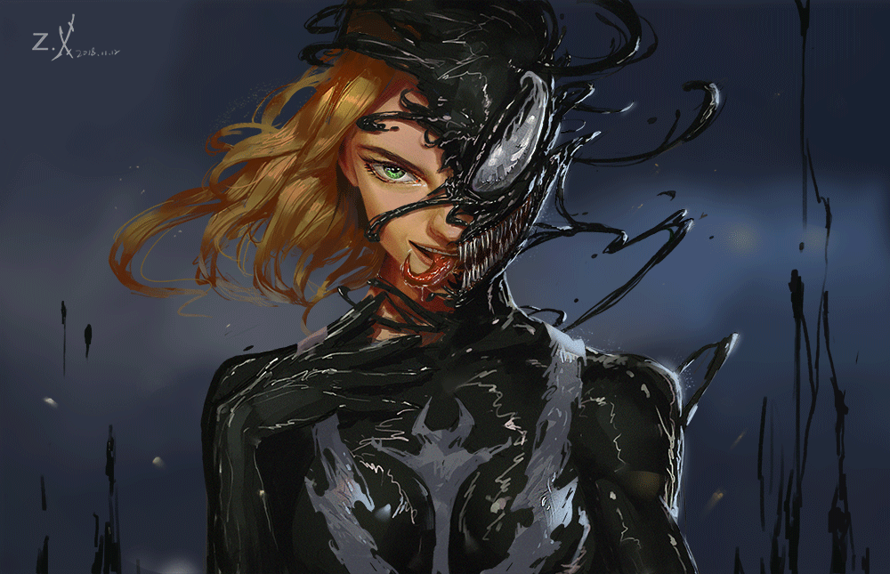 gwen stacy and venom (marvel and 1 more) drawn by mont_stone