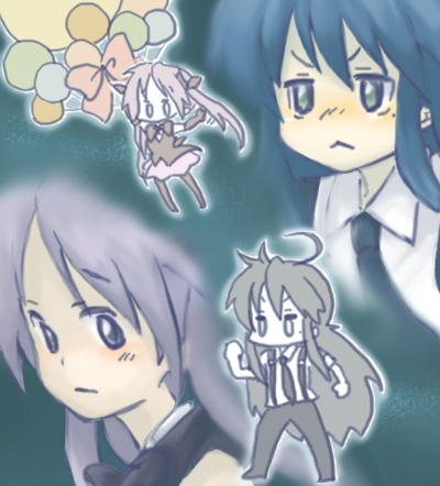 hiiragi kagami, izumi konata, haneoka meimi, and asuka daiki (lucky star and 1 more)